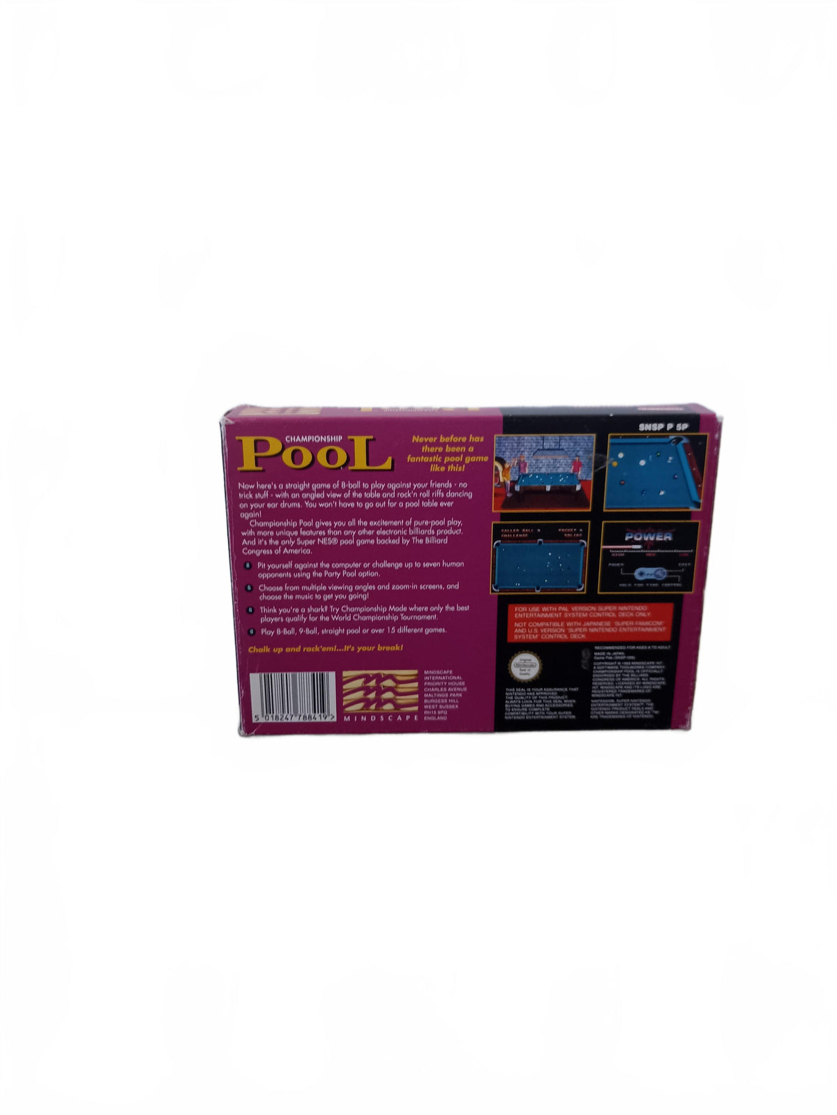 Championship Pool Super Nintendo (SNES) complet en boite