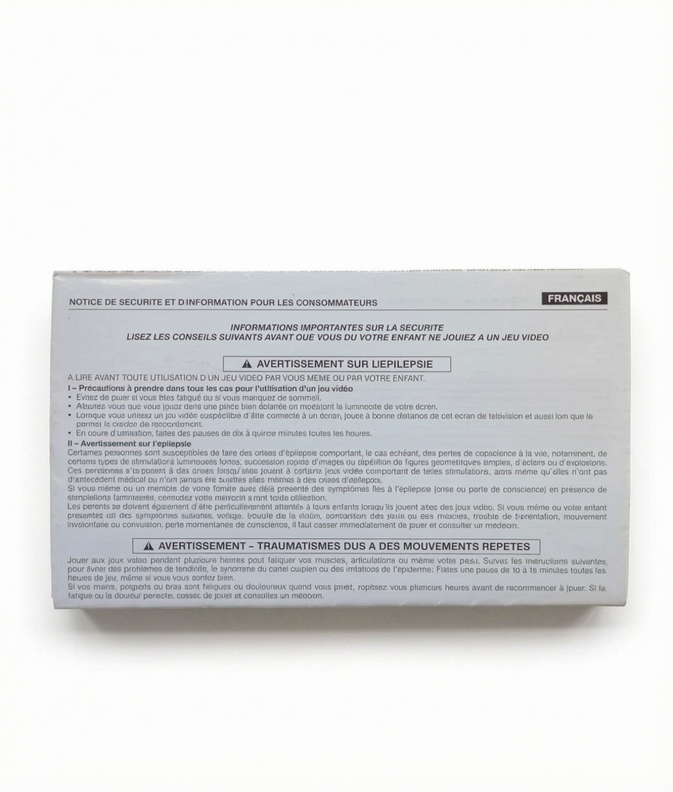 Notice de sécurité Console GameCube
