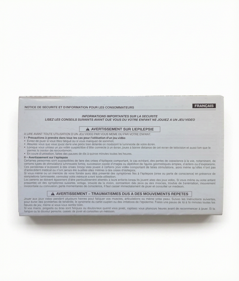 Notice de sécurité Console GameCube