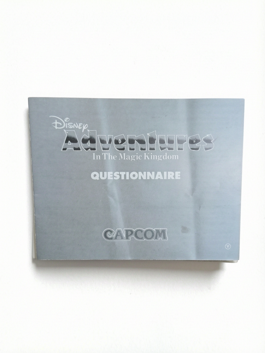 Notice Questionnaire Adventures In The Magic Kingdom Nintendo NES