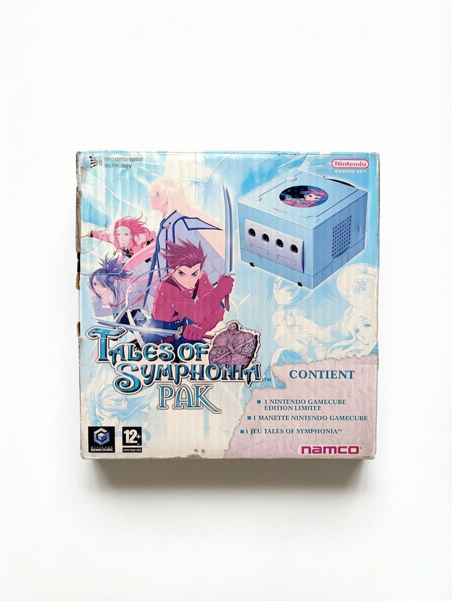 Pack Tales of Symphonia – Nintendo GameCube (boîte + console avec câbles, sans jeu ni notice)
