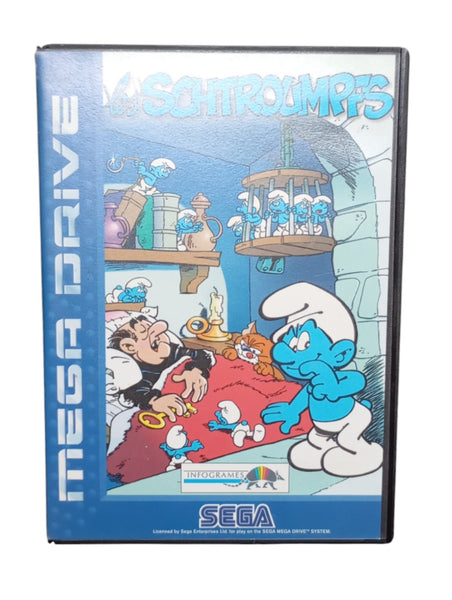 JEU RÉTRO MEGA DRIVE EN BOÎTE LES SCHTROUMPFS / BON ETAT