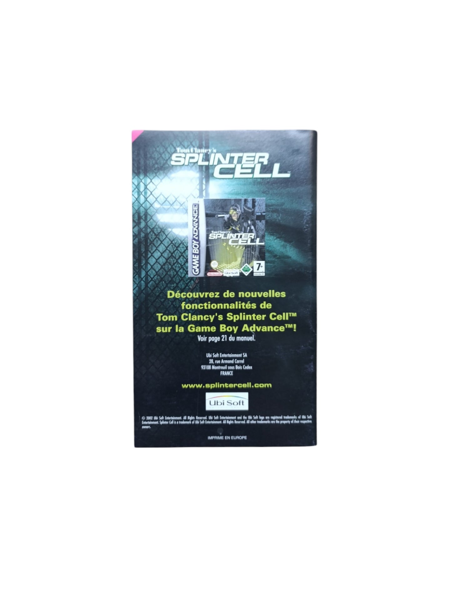 Notice Tom Clancy's Splinter Cell GameCube FRA